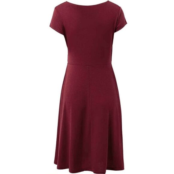 Casual Short Sleeve Surplice V Neck Faux Wrap T-Shirt Swing Dress SIZE L NWT - Picture 2 of 16